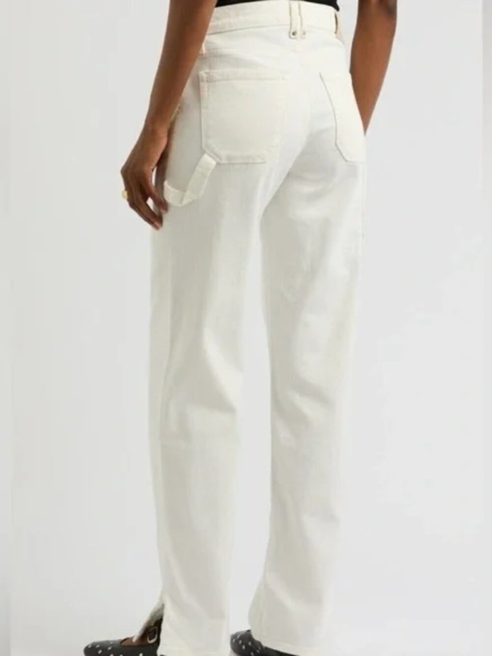 NWOT PAIGE RION CARPENTER PANT Jeans High Rise Relaxed Slit Leg Tonal Ecru 31